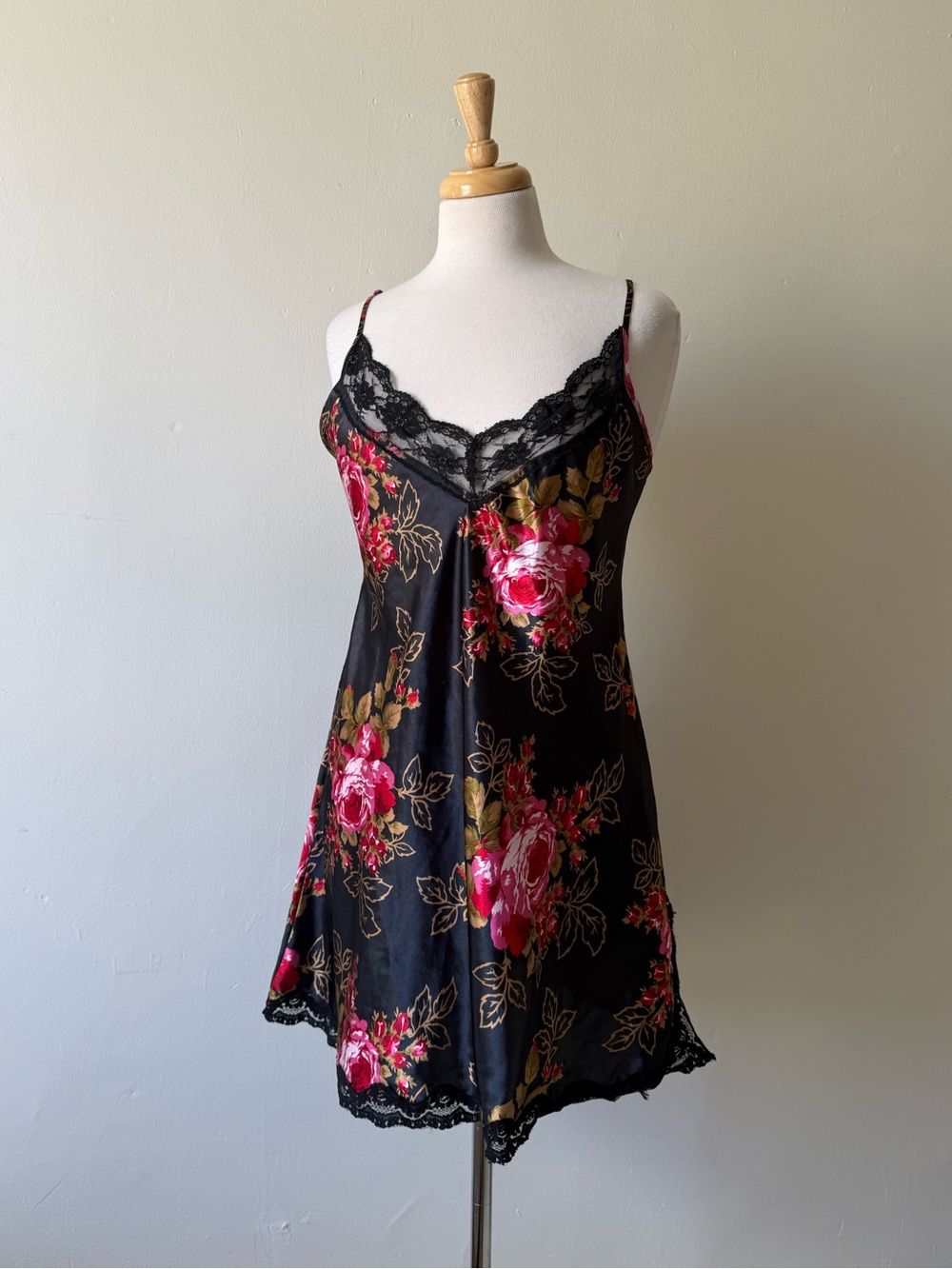 Vintage Floral Lace Slip Dress Lingerie Style Size L